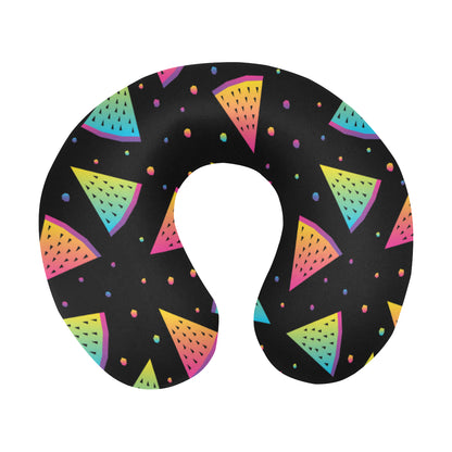 Rainbow Watermelon Pattern Print Design A04 U-Shaped Travel Neck Pillow