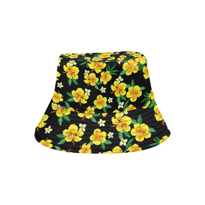 Yellow Hibiscus Pattern Print Design HB08 Unisex Bucket Hat