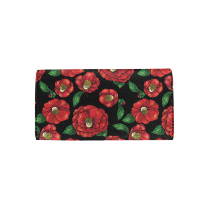 Camellia Pattern Print Design CM07 Women's Trifold Wallet
