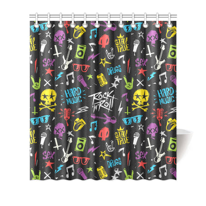 Rock and Roll Pattern Print Design A02 Shower Curtain