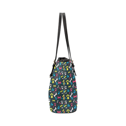 Paw Design Print Leather Tote Bag