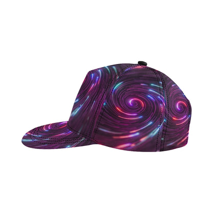 Vortex Twist Swirl Purple Neon Print Snapback Cap