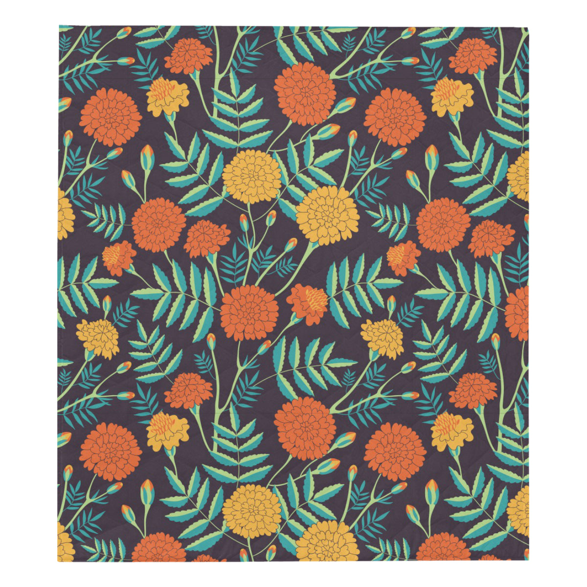 Marigold Pattern Print Design MR01 Premium Quilt