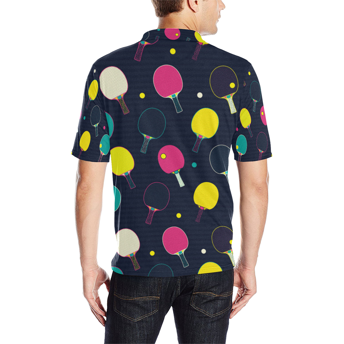 Ping Pong Pattern Print Design A04 Men Polo Shirt