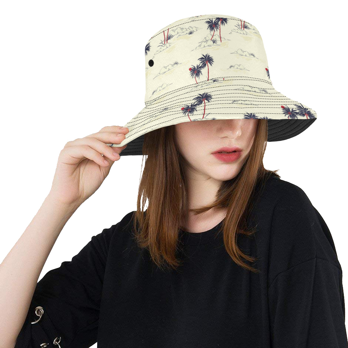 Palm Tree Pattern Print Design PT08 Unisex Bucket Hat