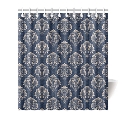 Damask Blue Luxury Print Pattern Shower Curtain