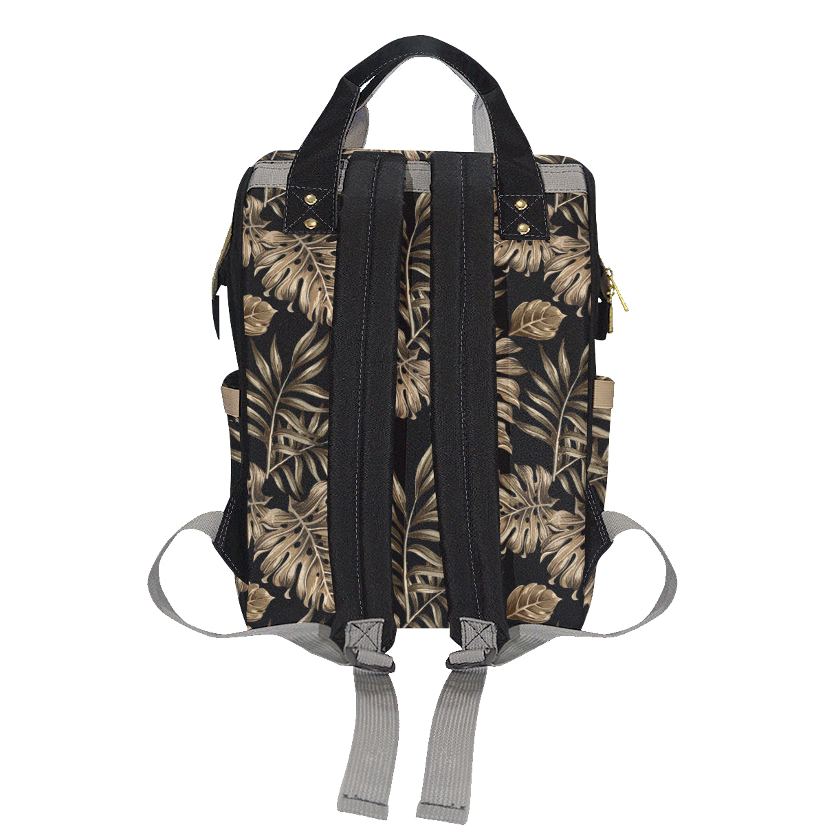 Brown Tropical Palm Leaves Diaper Bag Backpack