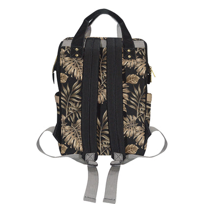Brown Tropical Palm Leaves Diaper Bag Backpack