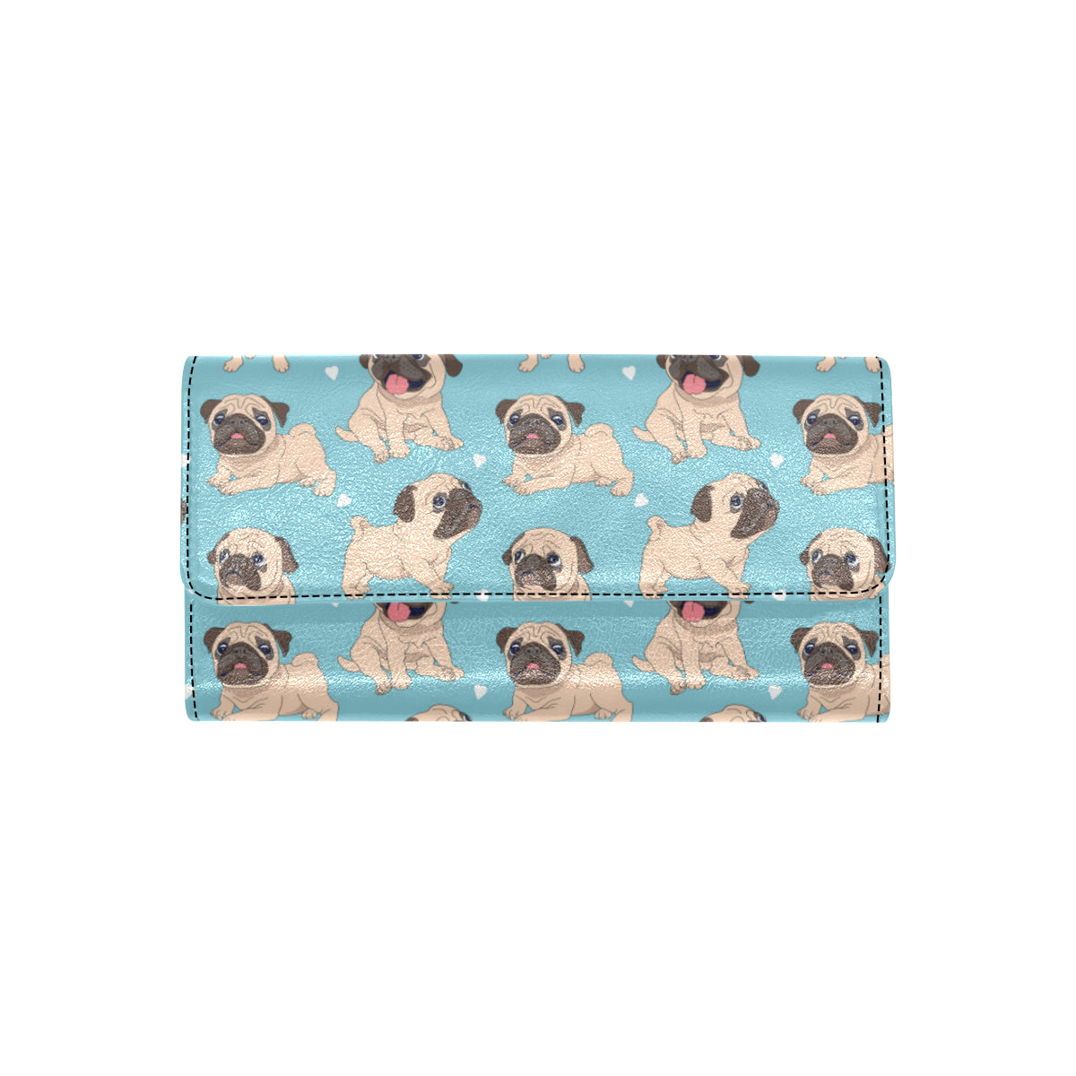 Pug Pattern Print Design A03 Women's Trifold Wallet