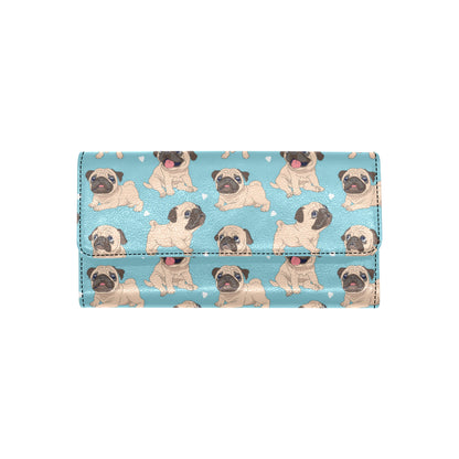 Pug Pattern Print Design A03 Women's Trifold Wallet