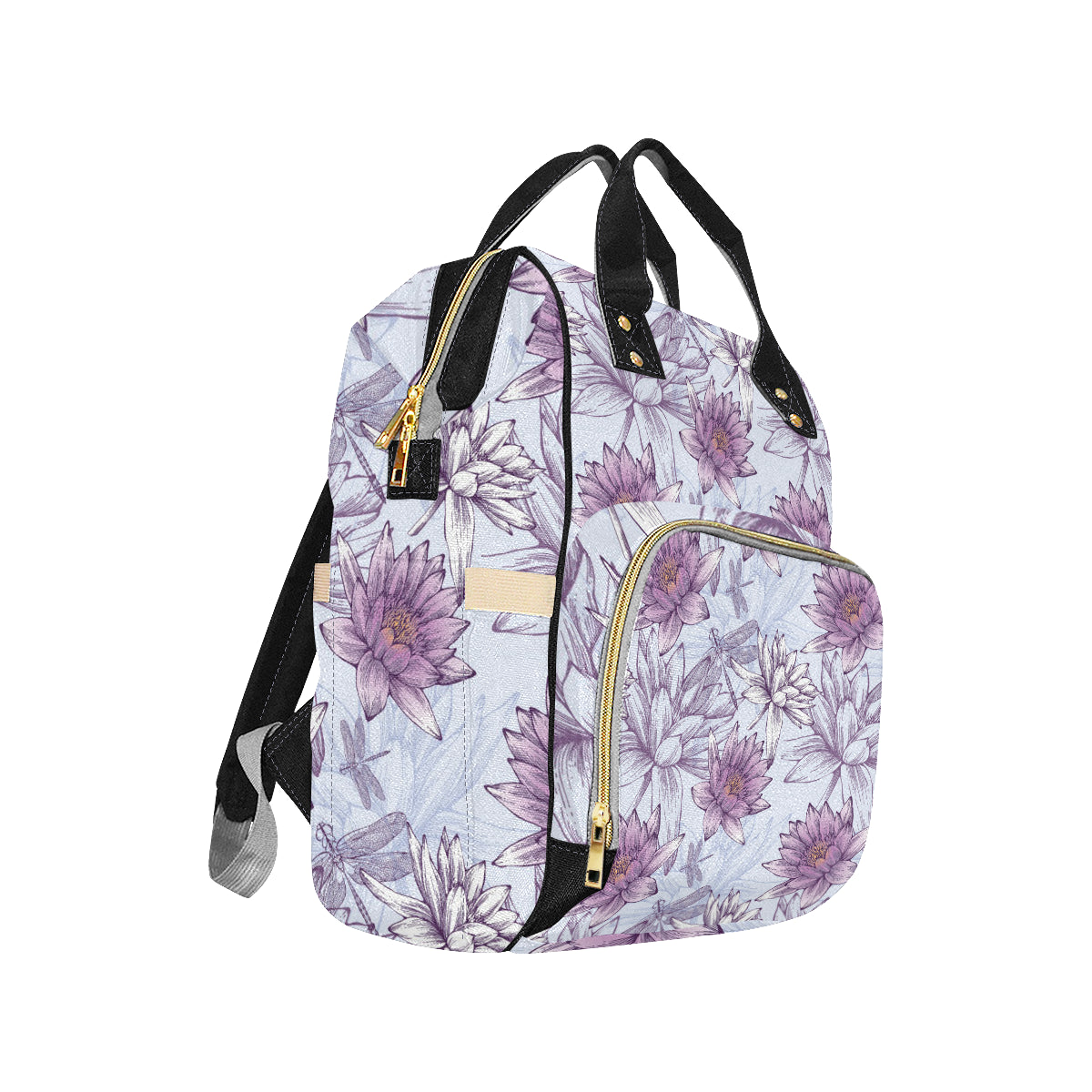 Water Lily Pattern Print Design WL01 Diaper Bag Backpack