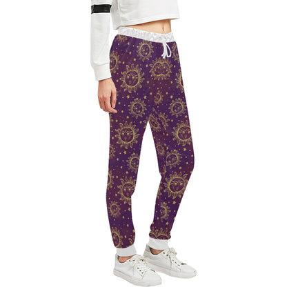 Sun Moon Star Design Themed Print Unisex Sweatpants