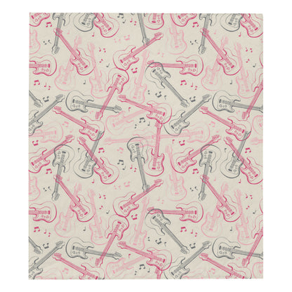 Bass Guitar Pattern Print Design 02 Premium Quilt
