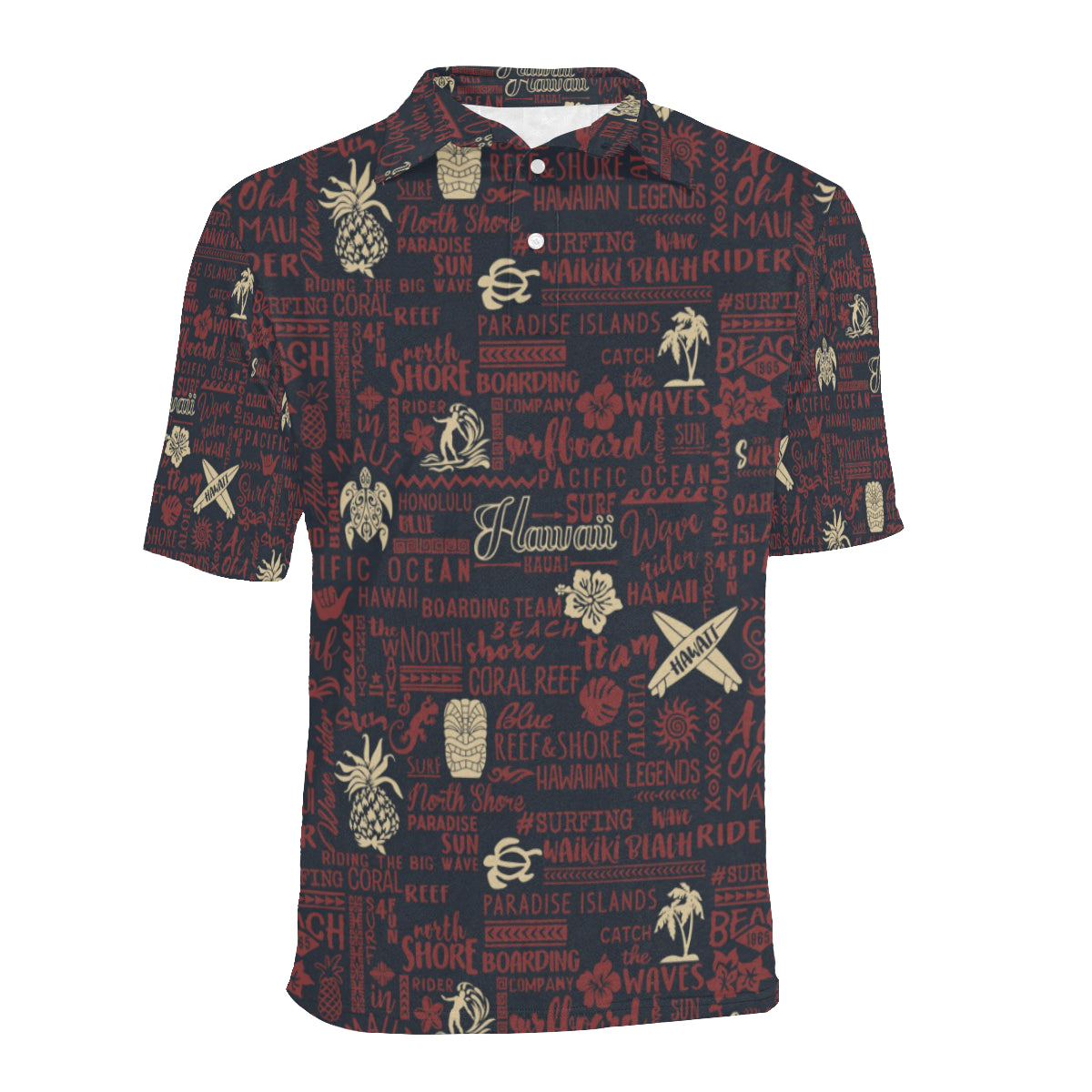 Hawaiian Themed Pattern Print Design H017 Men Polo Shirt