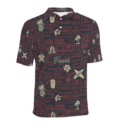 Hawaiian Themed Pattern Print Design H017 Men Polo Shirt
