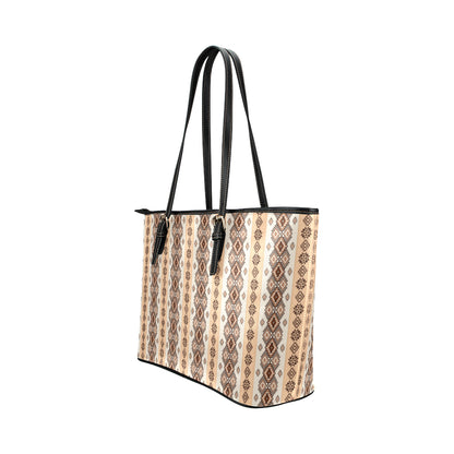 Native Classic Pattern Print Leather Tote Bag