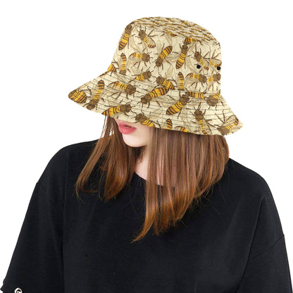 Bee Pattern Print Design BEE05 Unisex Bucket Hat