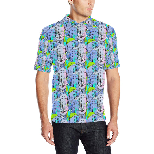 Elephant Art color Print Pattern Men Polo Shirt