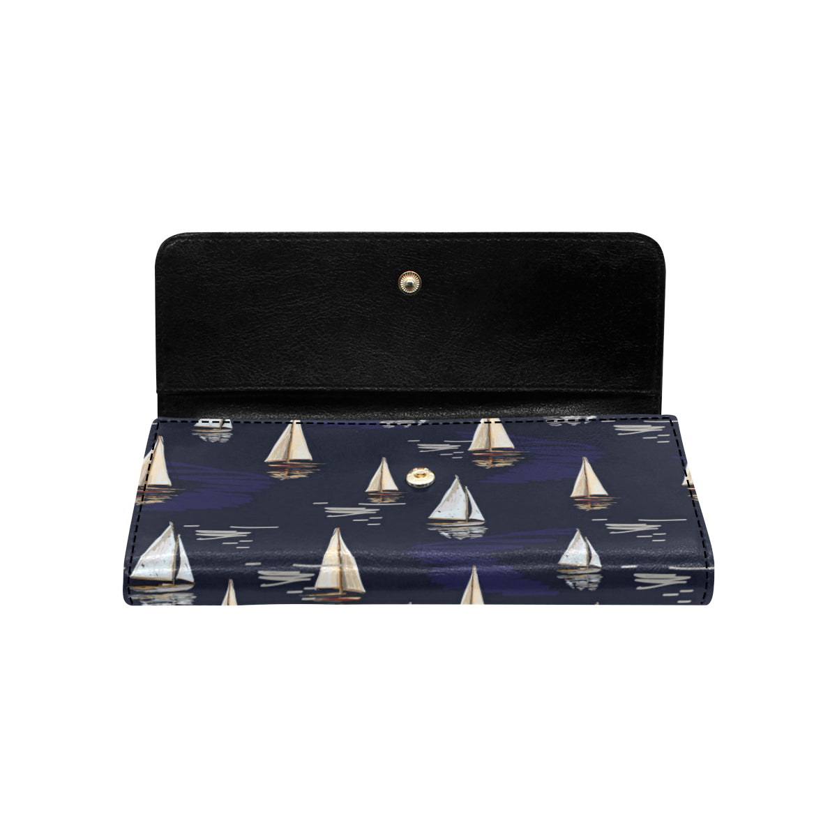 Sailing Ships Pattern Print Design A05 Women's Trifold Wallet