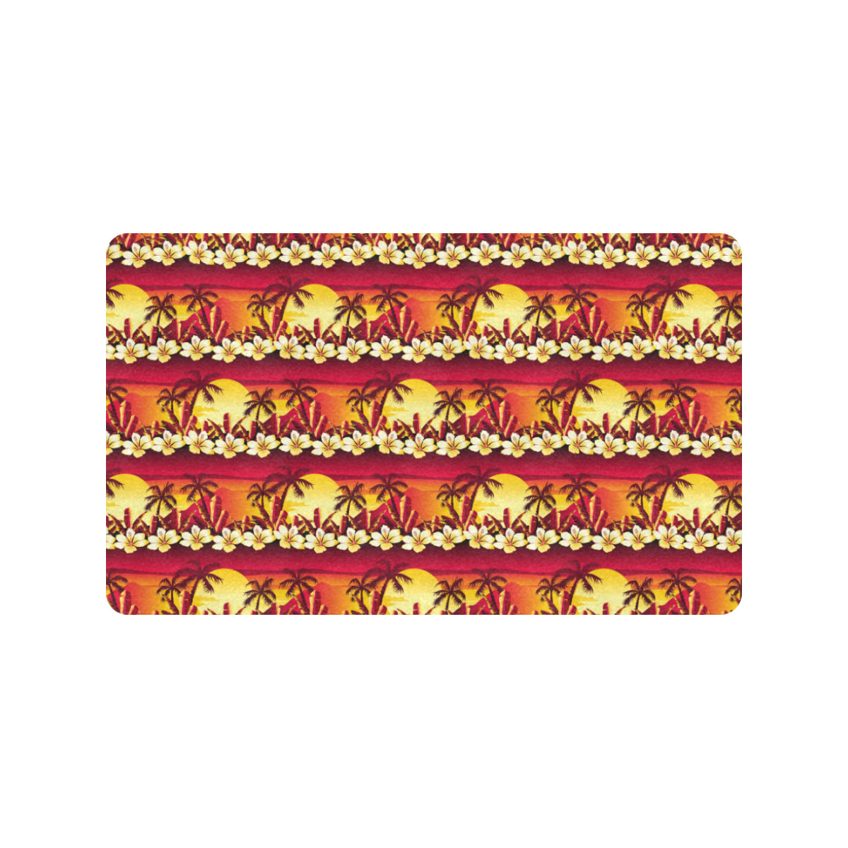 Hawaiian Tropical Sunset Hibiscus Print Rubber Doormat