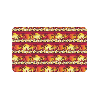 Hawaiian Tropical Sunset Hibiscus Print Rubber Doormat