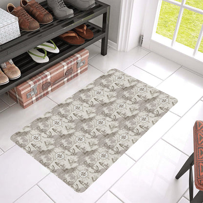Nautical Map Design Themed Print Rubber Doormat