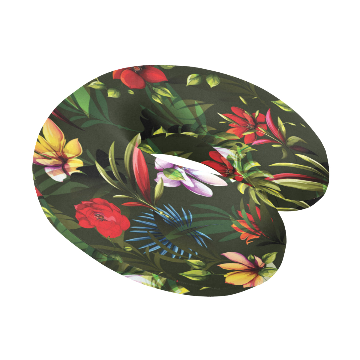 Magnolia Pattern Print Design 02 U-Shaped Travel Neck Pillow