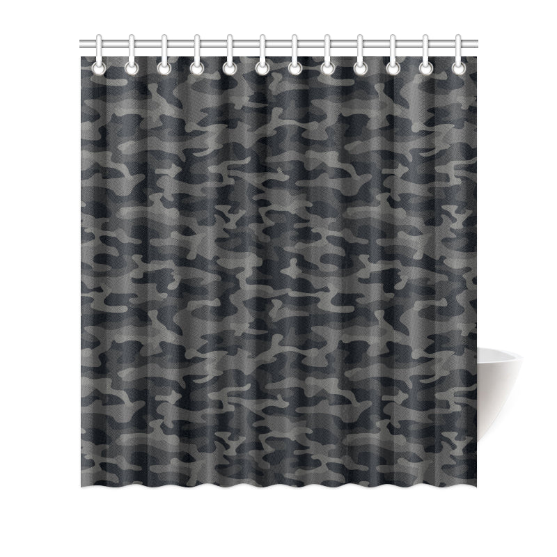 Camo Black Pattern Print Design 02 Shower Curtain