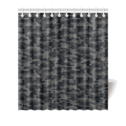Camo Black Pattern Print Design 02 Shower Curtain