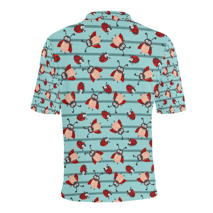 Ladybug Happy Print Pattern Men Polo Shirt