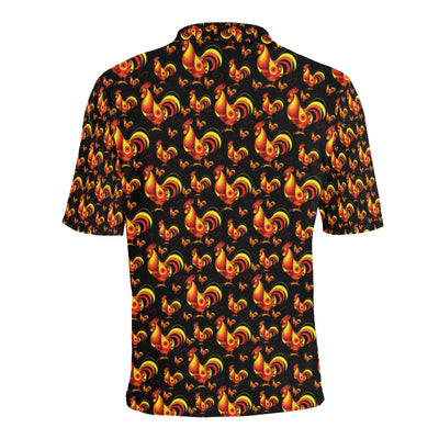 Rooster Print Themed Men Polo Shirt
