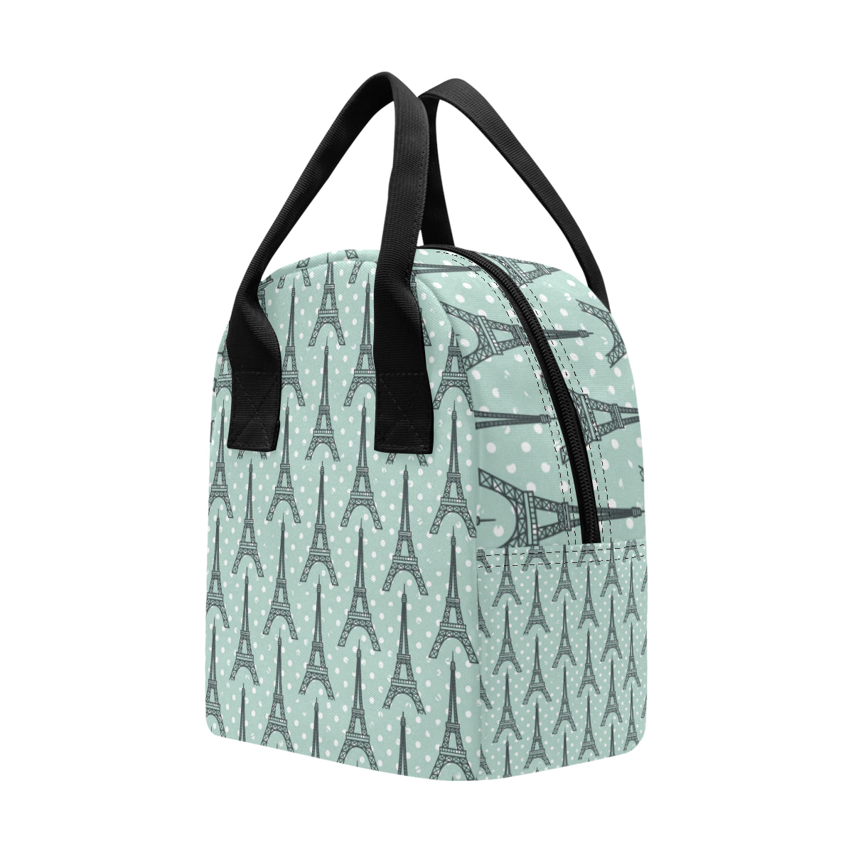 Eiffel Tower Polka Dot Print Insulated Lunch Bag