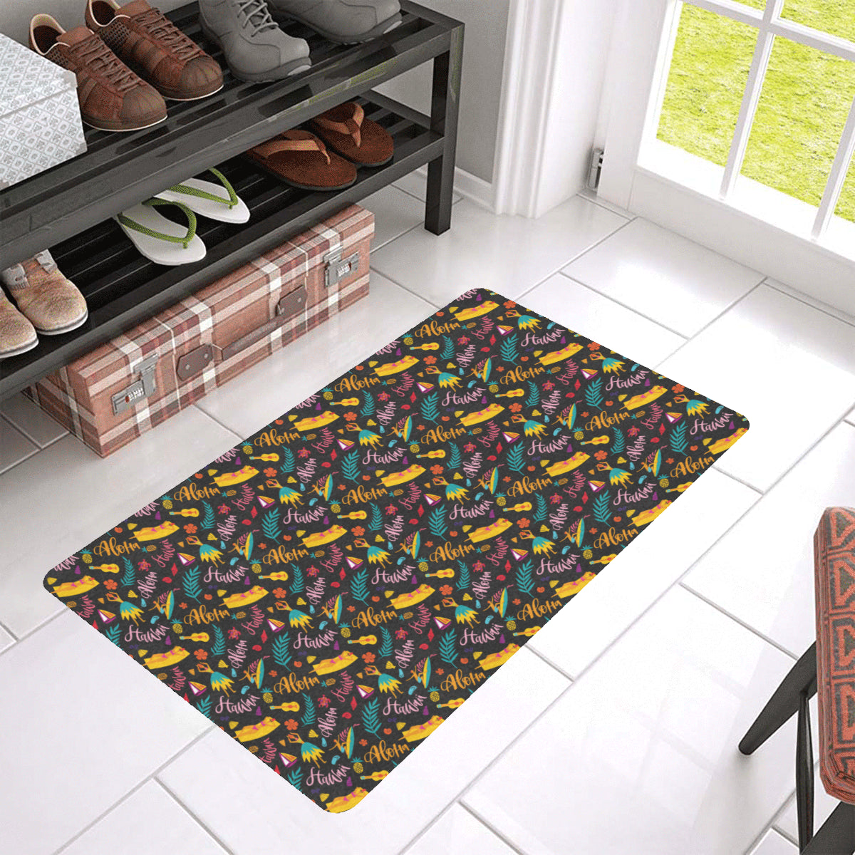 Aloha Hawaii Summer Design Themed Print Rubber Doormat