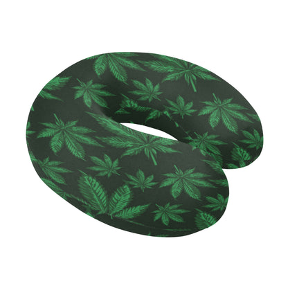 Pot Leaf Pattern Print Design A04 U-Shaped Travel Neck Pillow