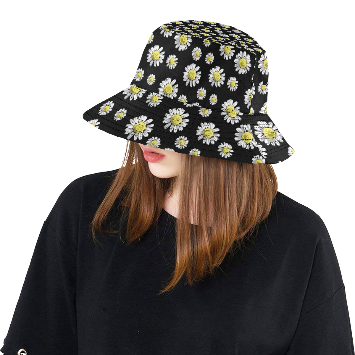 Daisy Pattern Print Design DS01 Unisex Bucket Hat