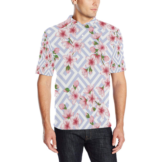 Cherry Blossom Pattern Print Design CB07 Men Polo Shirt