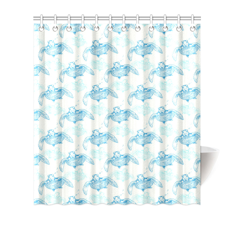 Sea Turtle Pattern Print Design T01 Shower Curtain