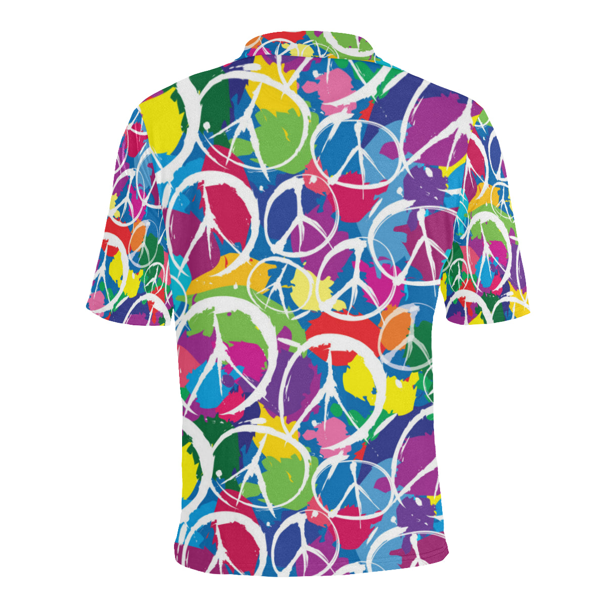 Peace Sign Colorful Pattern Print Design A02 Men Polo Shirt