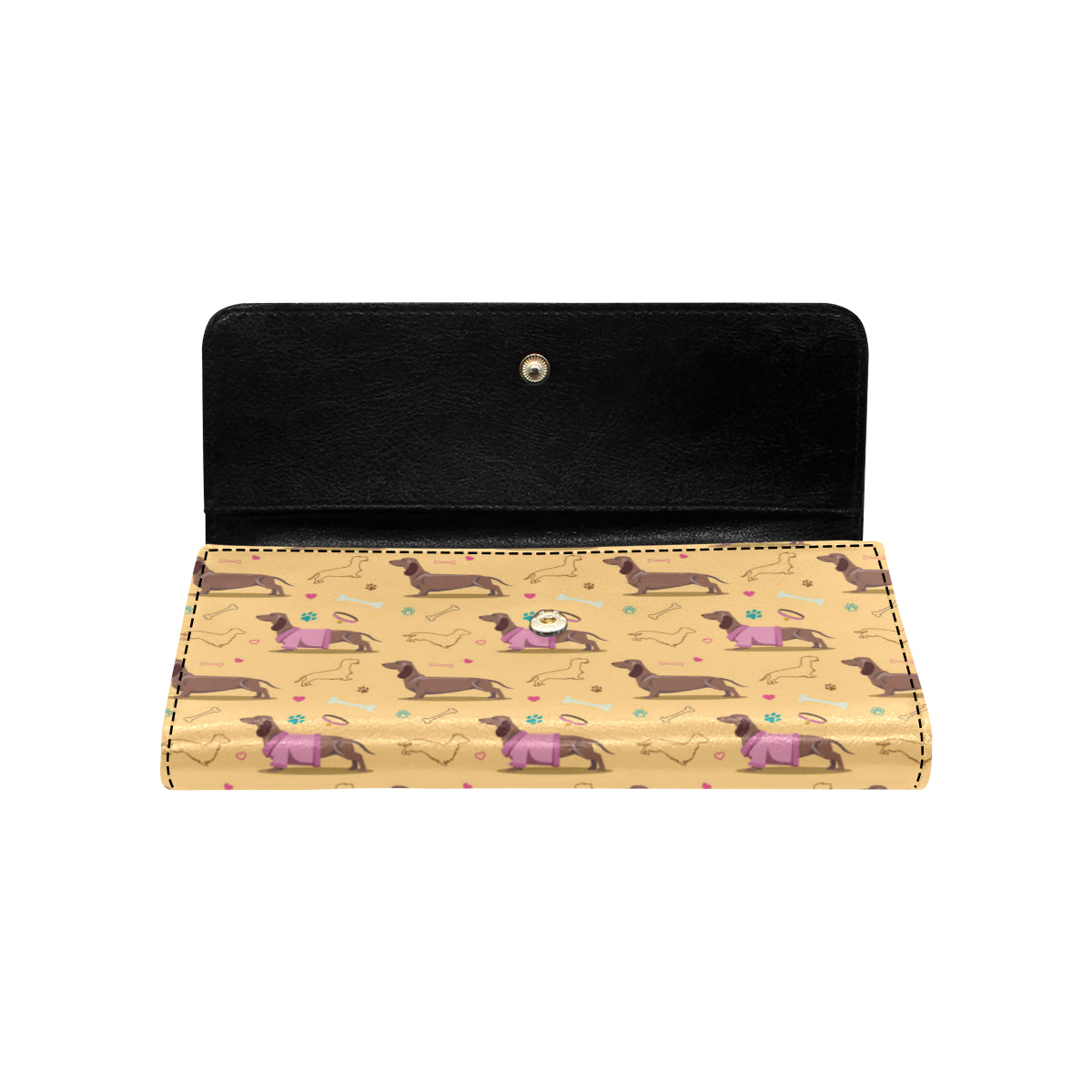Dachshund Pattern Print Design 07 Women's Trifold Wallet