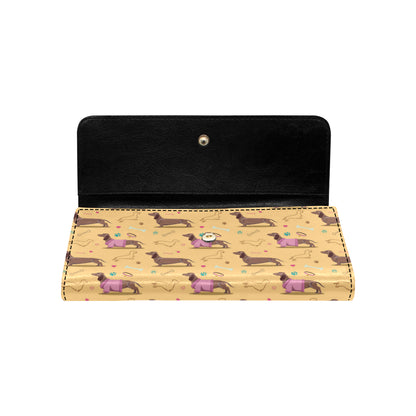 Dachshund Pattern Print Design 07 Women's Trifold Wallet