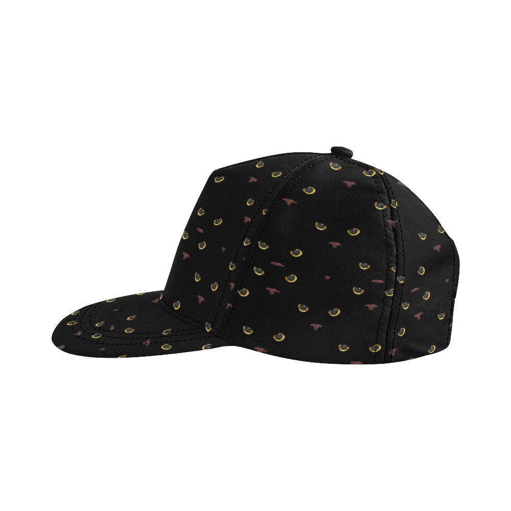 Black Cat Face Print Pattern Snapback Cap