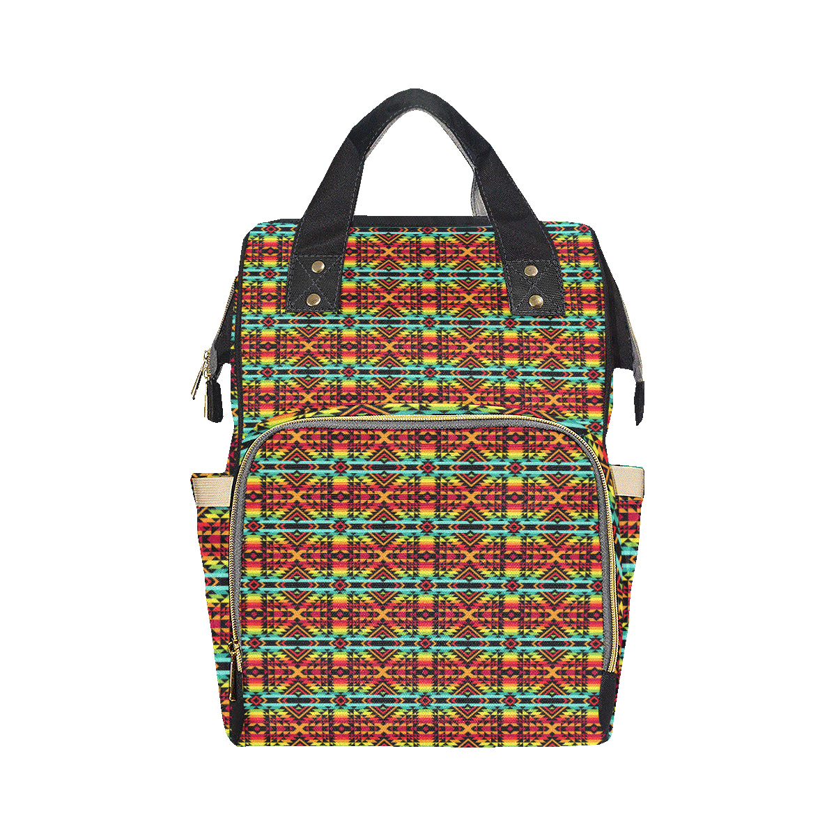 Kente Red Design African Print Diaper Bag Backpack