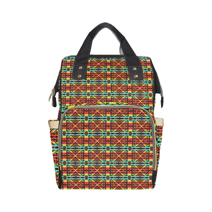 Kente Red Design African Print Diaper Bag Backpack