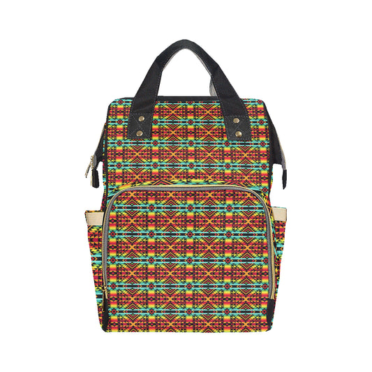 Kente Red Design African Print Diaper Bag Backpack