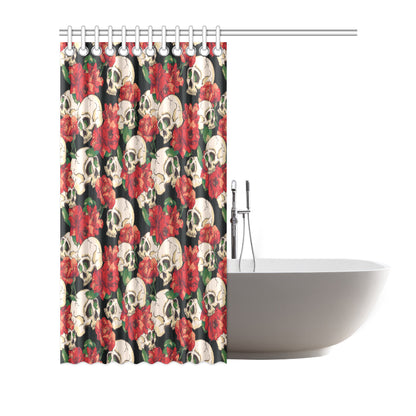 Skull Red Rose Shower Curtain