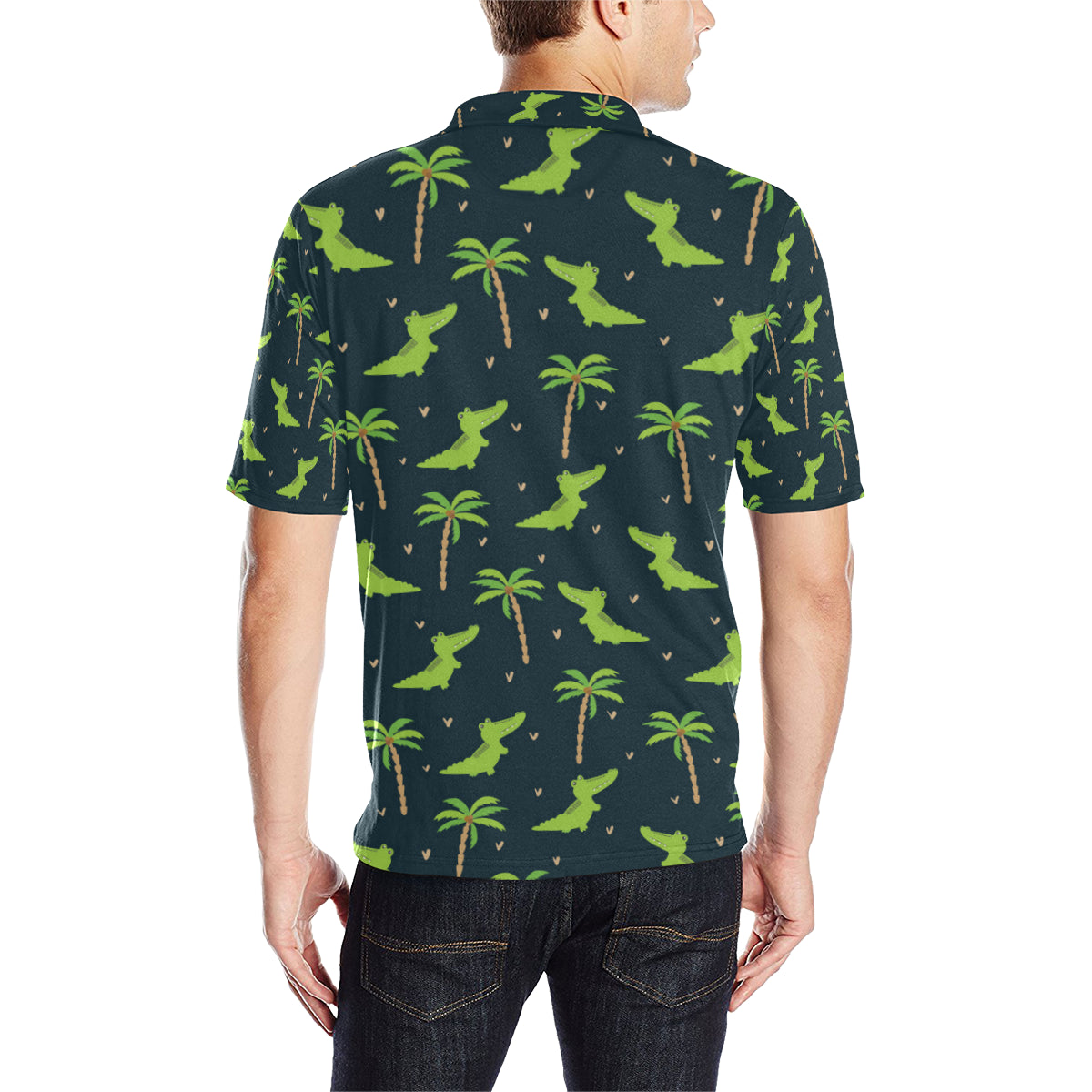 Alligator Pattern Print Design 02 Men Polo Shirt