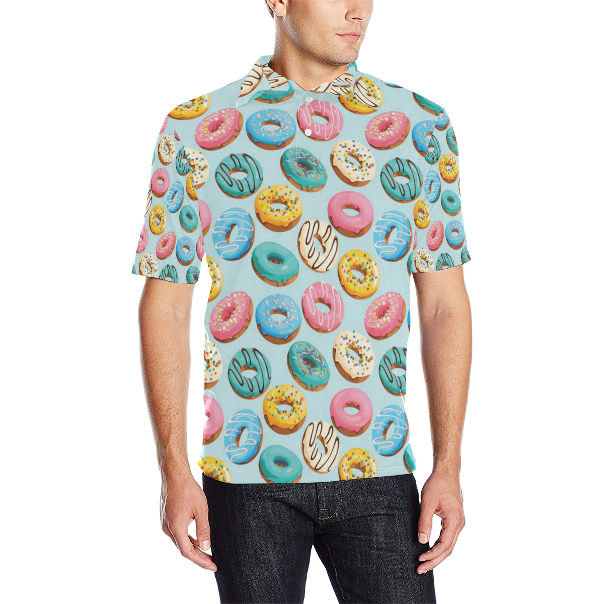 Donut Pattern Print Design DN05 Men Polo Shirt