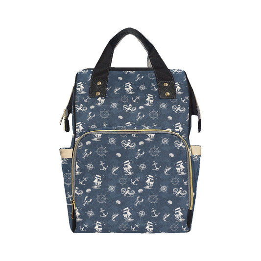 Nautical Sea Themed Print Diaper Bag Backpack
