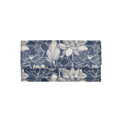 Water Lily Pattern Print Design WL04 Women's Trifold Wallet