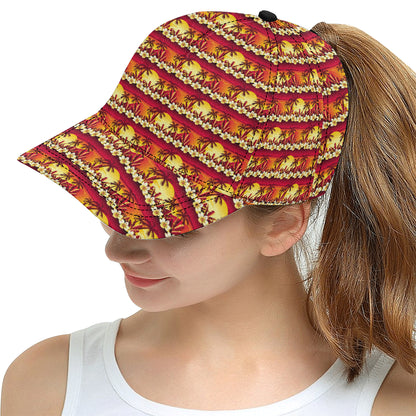 Hawaiian Tropical Sunset Hibiscus Print Snapback Cap